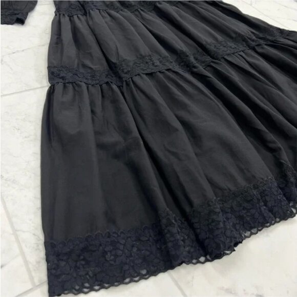 WIDOW Black puff long sleeve lacy tiered cottagegore empire waist maxi dress NWT - Picture 3 of 4